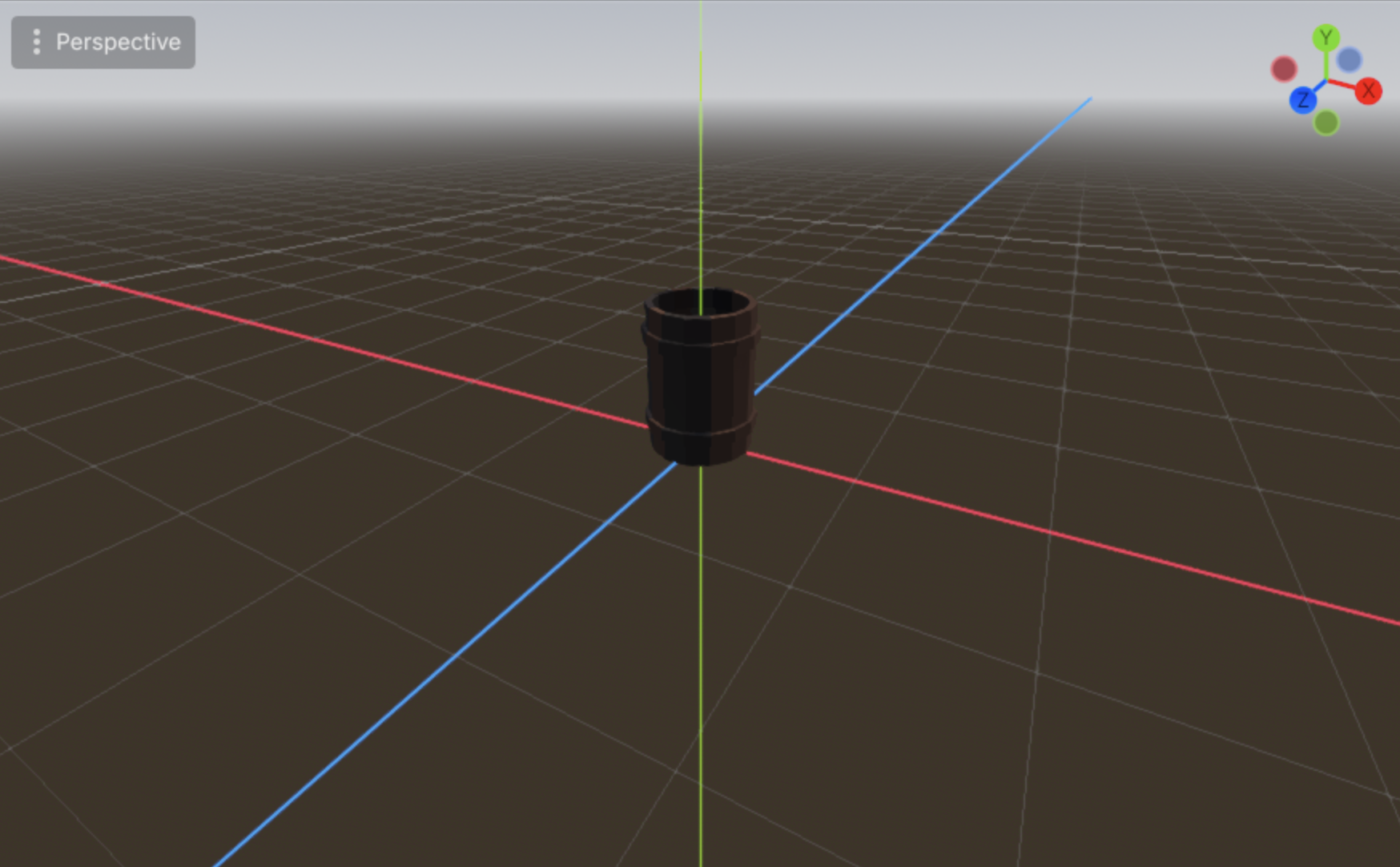 A wooden barrel with iron hoops, low-poly faceted, faded boards