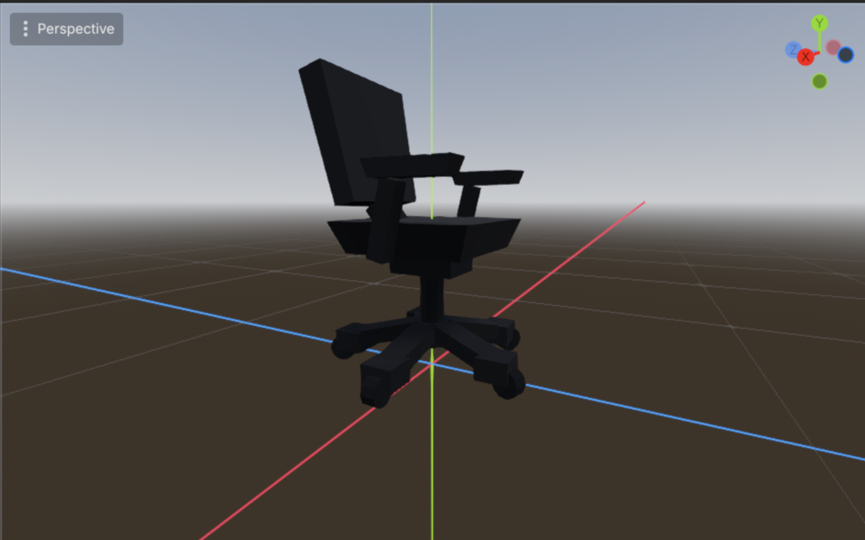 A simple folding metal chair, low-poly, slightly scuffed