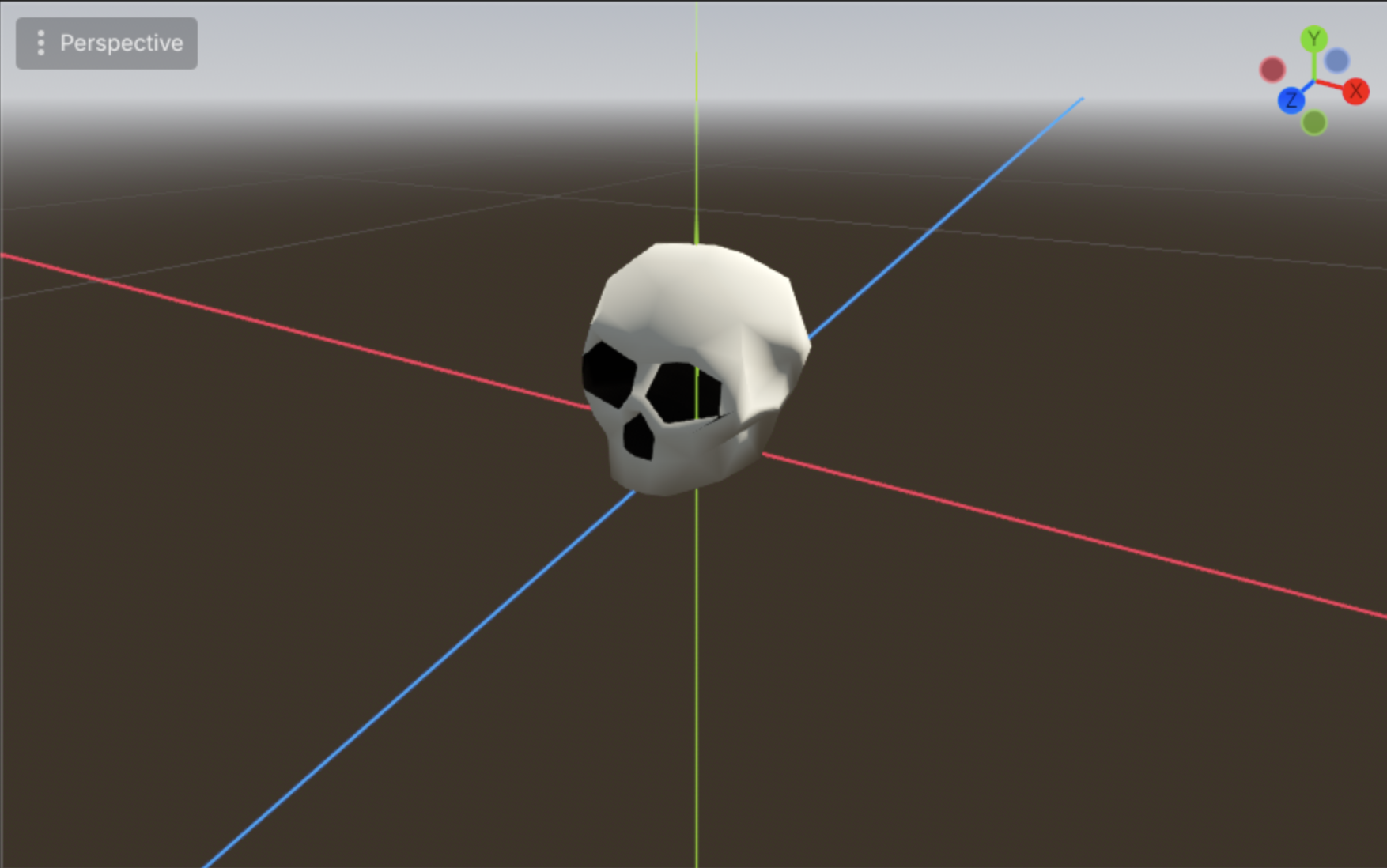 A standalone low-poly skull prop on its side