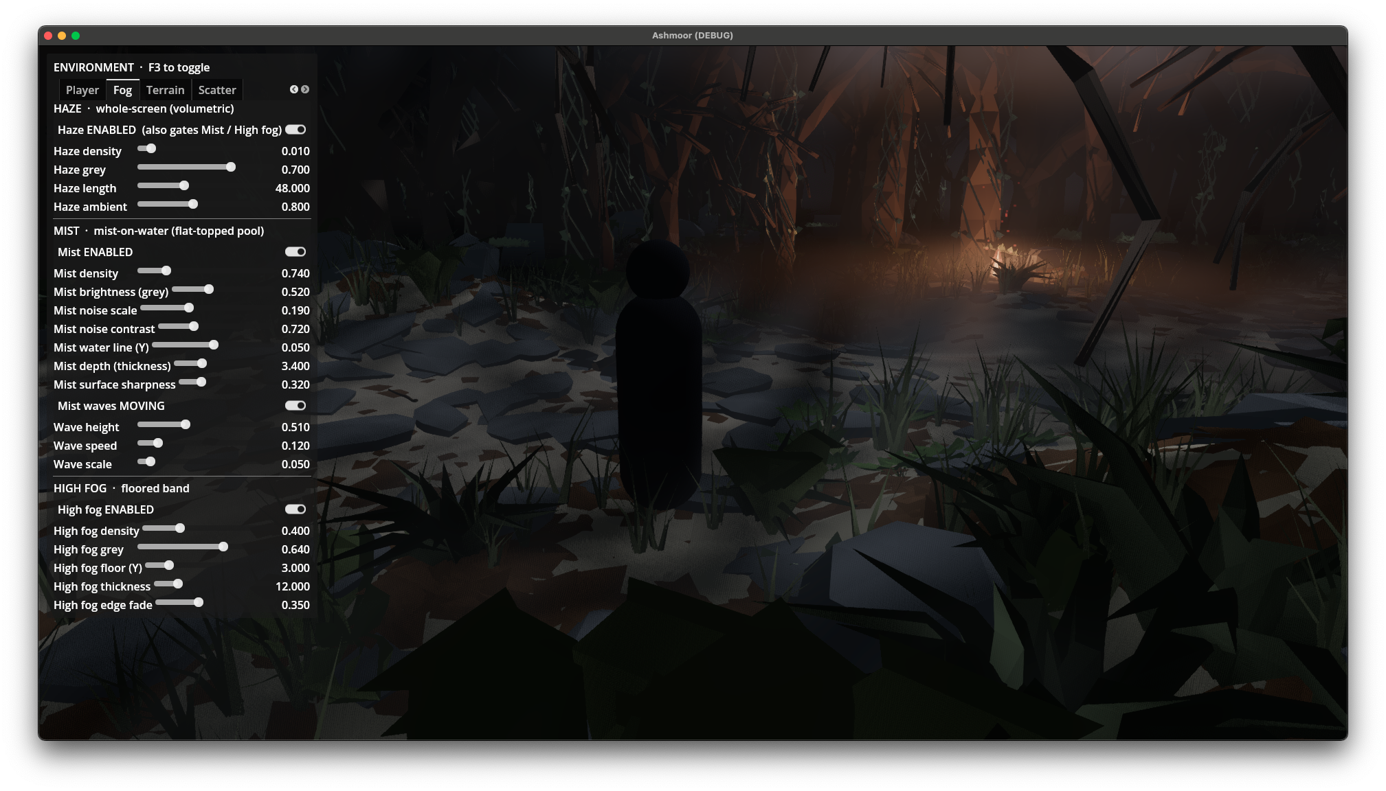 The test scene in daylight, capsule player in a clearing