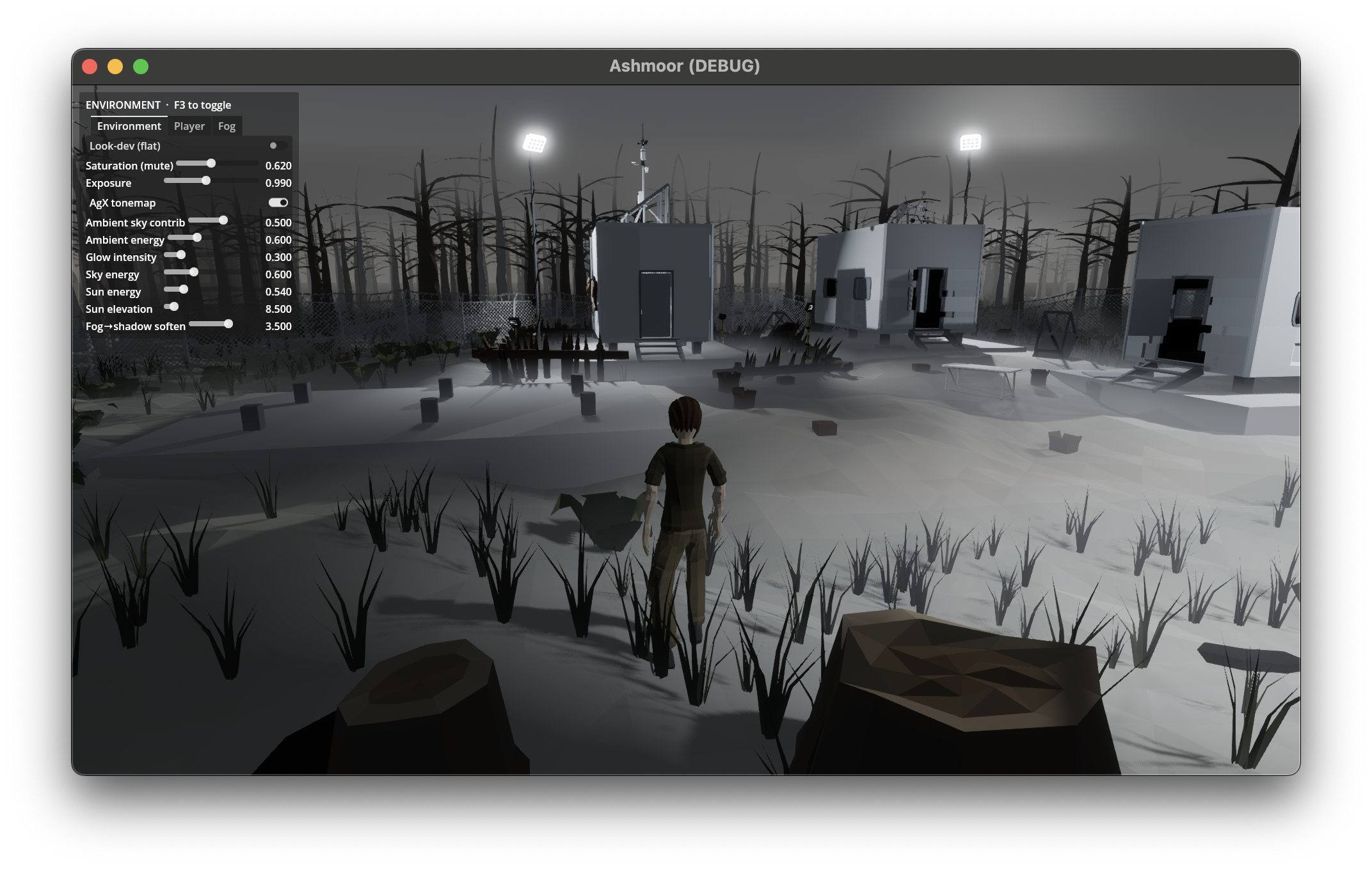 A second daylight angle on the outpost, closer to the fenceline, two modules visible behind